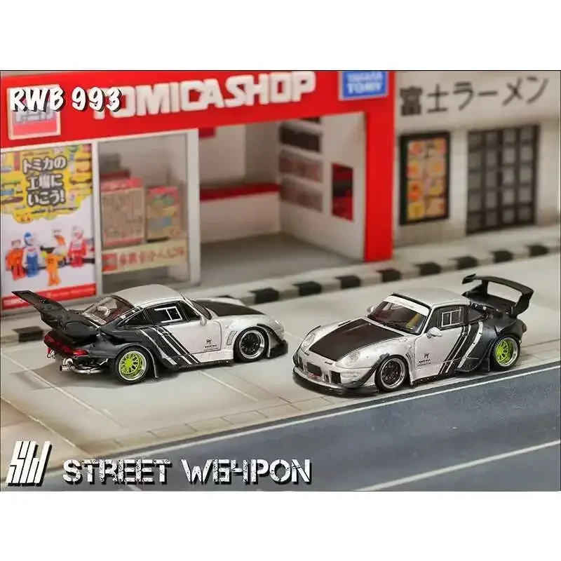 In Stock SW 1:64 RWB 993 Matte Silver Cyberpunk Car Model Collection Toy Diecast Diorama Street  Warrior