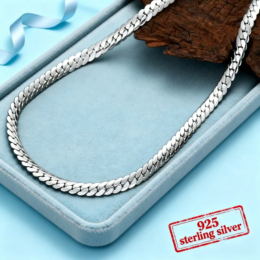 Minimalist fashion 925 Sterling Silver 18K gold lovely 5MM Necklaces sideways chain for Men woman lady Jewelrys Wedding party