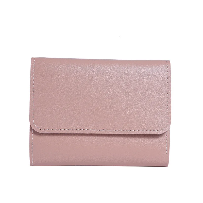 Trendy Short Women's Wallet Student Ticket Clip Multi Functional Card Bag Change Triple Fold Ultra Thin Smooth Surface Wallet