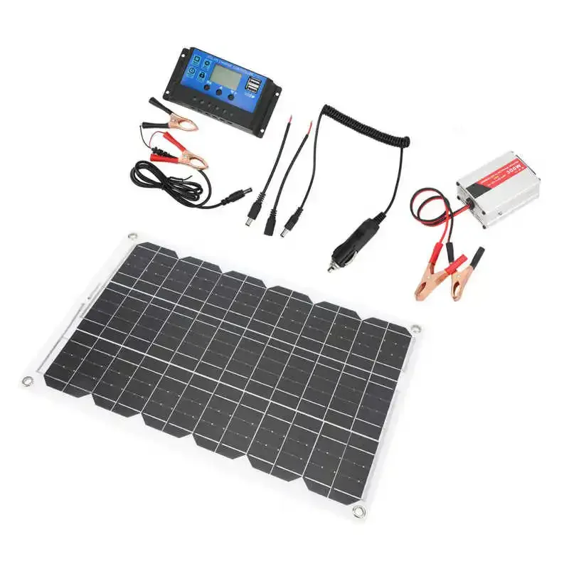 

Portable Solar Power Kit 12V to 220V Inverter 30A 12V 24V Solar Charge Controller 18W 18V Solar Panel