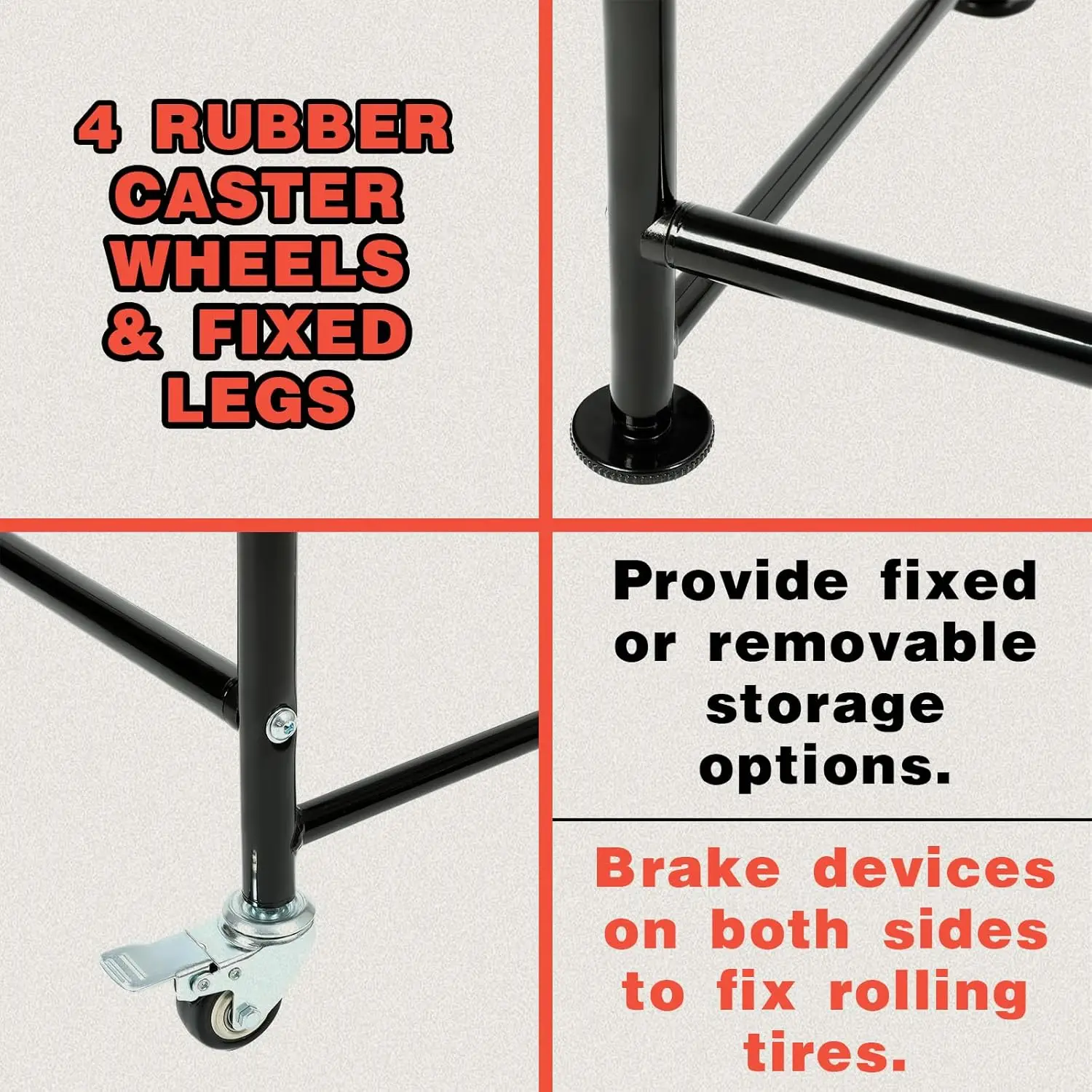 바퀴와 덮개가 있는 조절 가능한 타이어 보관 랙, 타이어 8개 수납 가능, 46'' x 19'' x 44'', 차고 선반