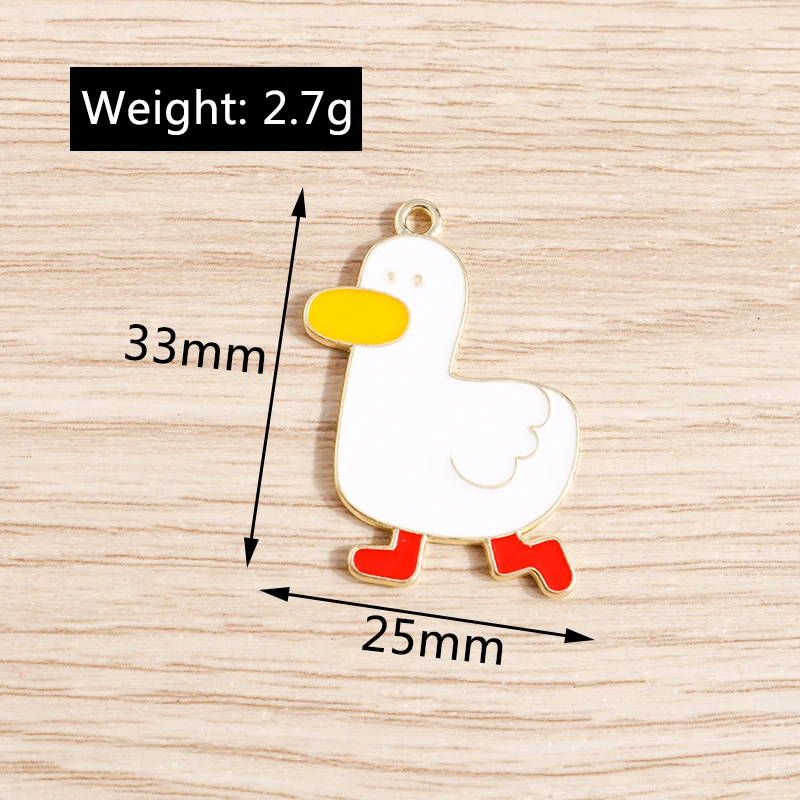 10pcs 25x33mm Cute Enamel Animal Duck Charms Pendants for Jewelry Making Earrings Necklaces Bracelets DIY Handmade Crafts Supply