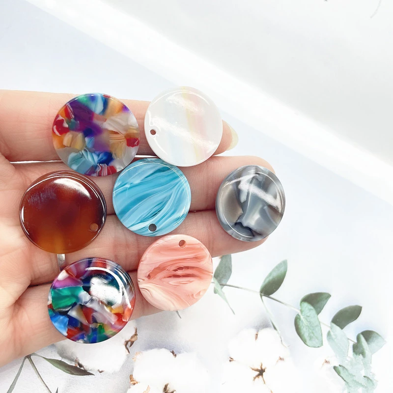 Newest 50pcs/lot 24mm color pattern print geometry rounds shape acrylic beads diy jewerly earring/garment accessory