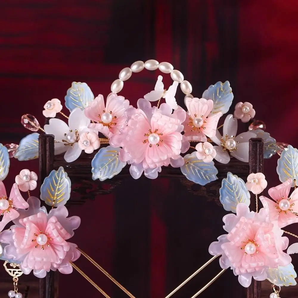 

Antique Tassel Chinese Style Hairpin Set Earring Pearl Hanfu Hair Stick Alloy Headwear Flower Hair Comb Cheongsam