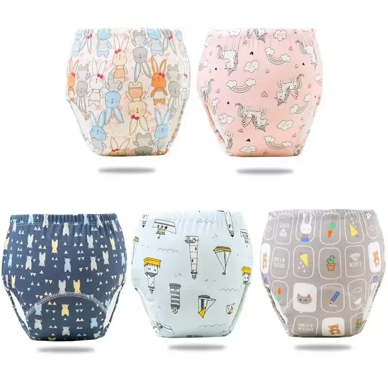 5PC Waterproof Reusable Cotton Baby Training Pants Infant Shorts Underwear Cloth Baby Diaper Nappies Panties Nappy Changing