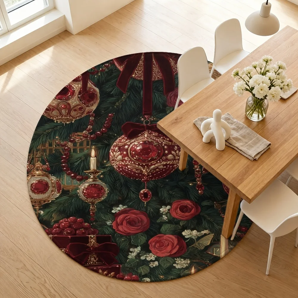 Black White Mandala Sunburst Round Area Rug Symmetrical Ethnic Pattern Circular Carpet Soft Indoor Floor Mat for  Room