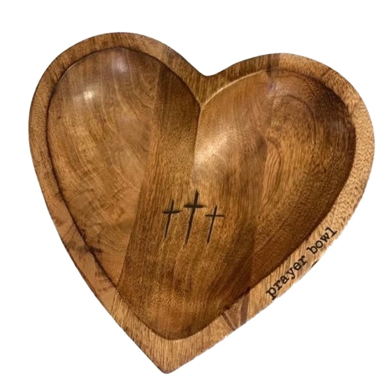 Heart Shaped Prayer Bowl - Religious Gifts, Wooden Prayer Bowls, Prayer Dough Bowls, Christian Congregation Gifts