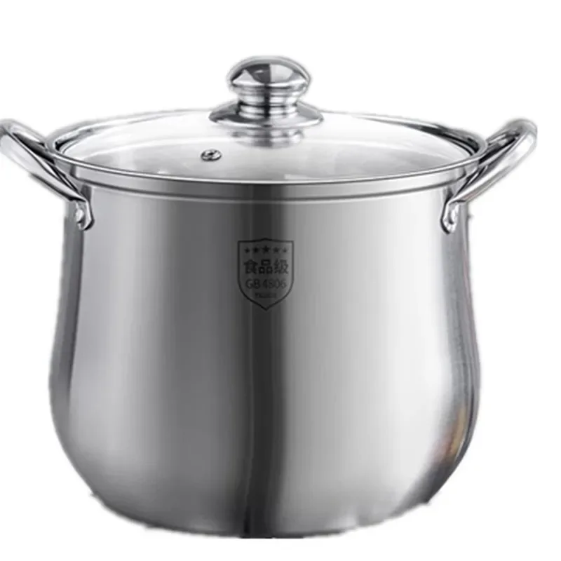 Stock Pot Stainless Steel Household Thickening Large Capacity Soup Porridge Cooking Stew Pot Induction Cooker Cooking Pot