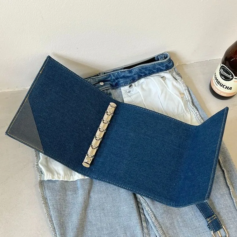 Denim Style Multi Functional Ring Binder Journal Cover DIY Organizer Album Card Holder