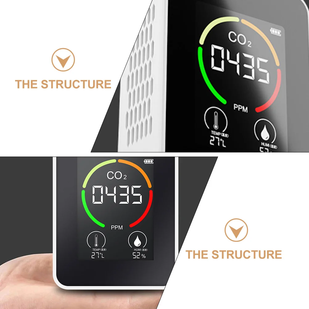 

1 set 1 Set Gas Air Quality Monitor Co2 Tester Lcd Display Portable For Home Greenhouse Lab Gas Analyzer Air Monitor