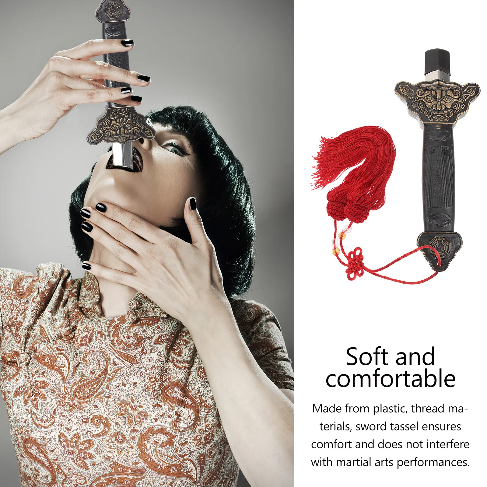 

Ice Silk Tassel Chinese Knot Pendant Elegant Traditional Decorative Accessory for Martial Arts Performance