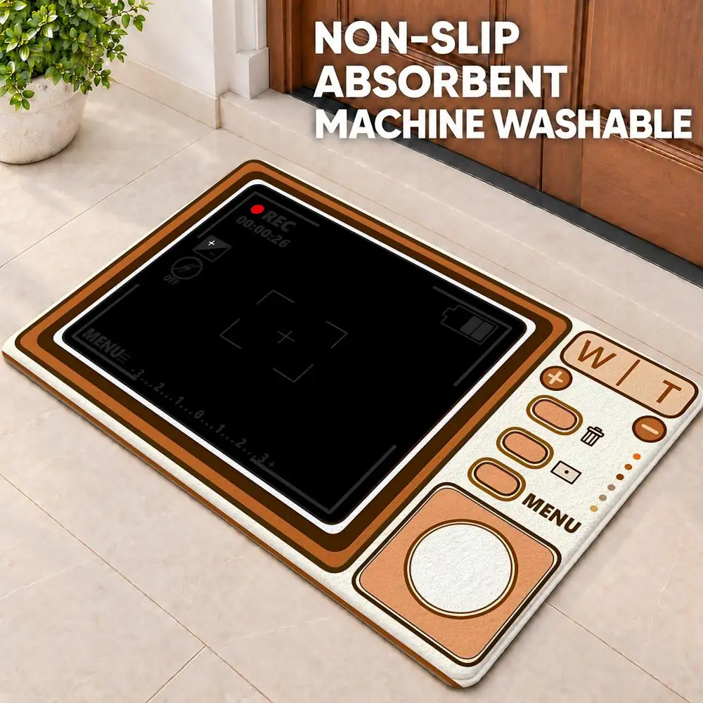 art Vintage Mini Camera Floor Mat Doormat Non-Slip Floor Mat Rug for Bathroom Kitchen Entryway Indoor Outdoor Home Decor