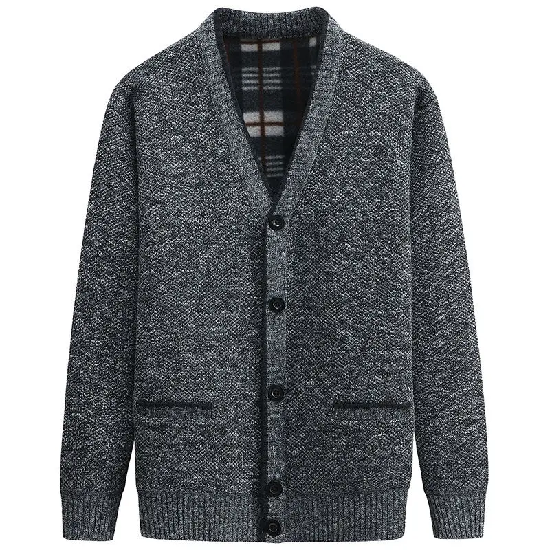 Cardigan à manches longues et col en V pour hommes, veste surdimensionnée, manteau noir, haut en tricot, vêtements populaires coréens