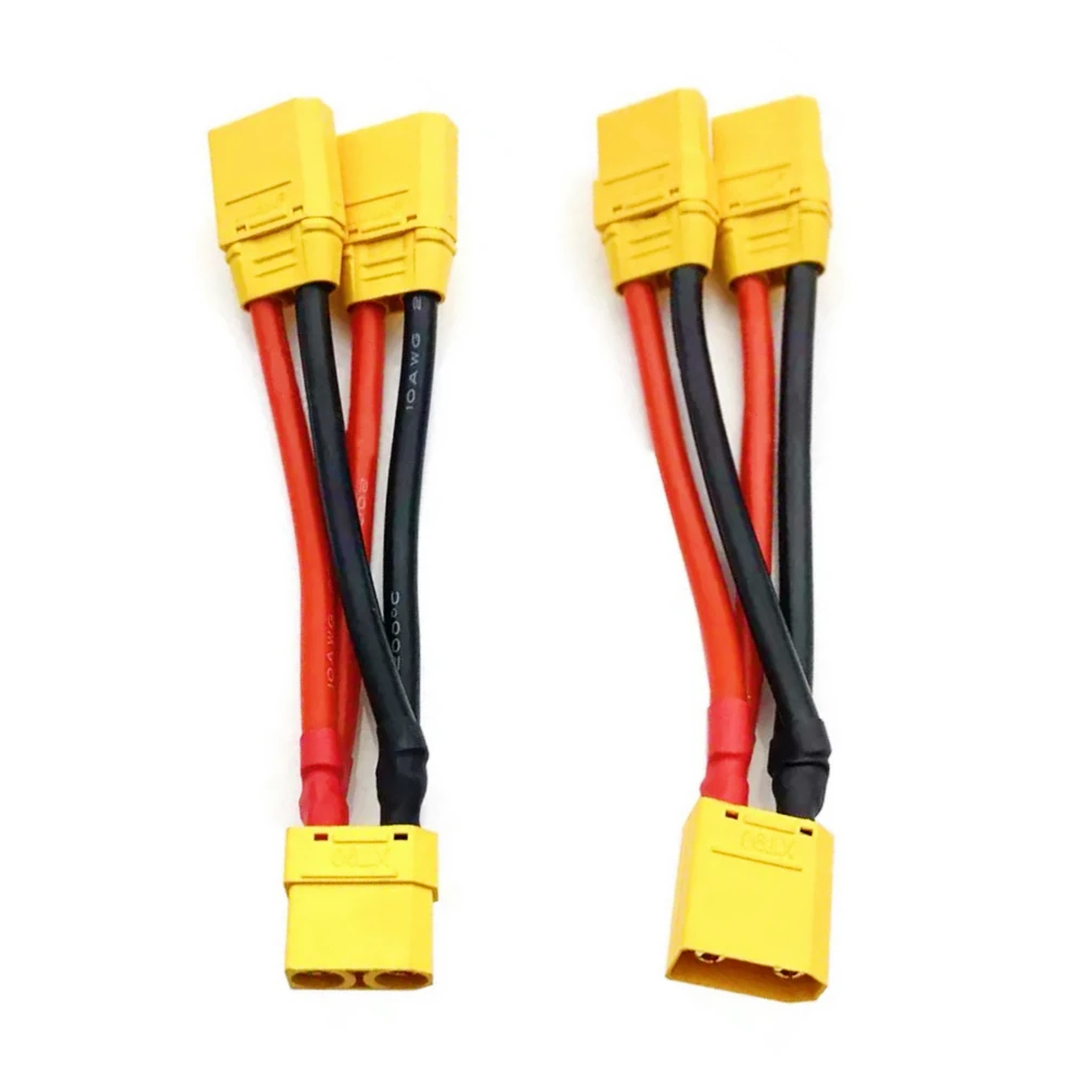 XT90 Parallel Battery Connector Male/Female Cable Dual Extension Y Splitter 3-Way 10AWG Silicone Wire for Battery Charger Motor