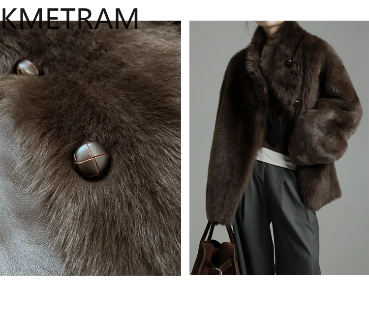 KMETRAM Naturalny płaszcz z owczej skóry Toskania z wełną, średniej długości, modny płaszcz zimowy damski 2025, manteaux hiver femme