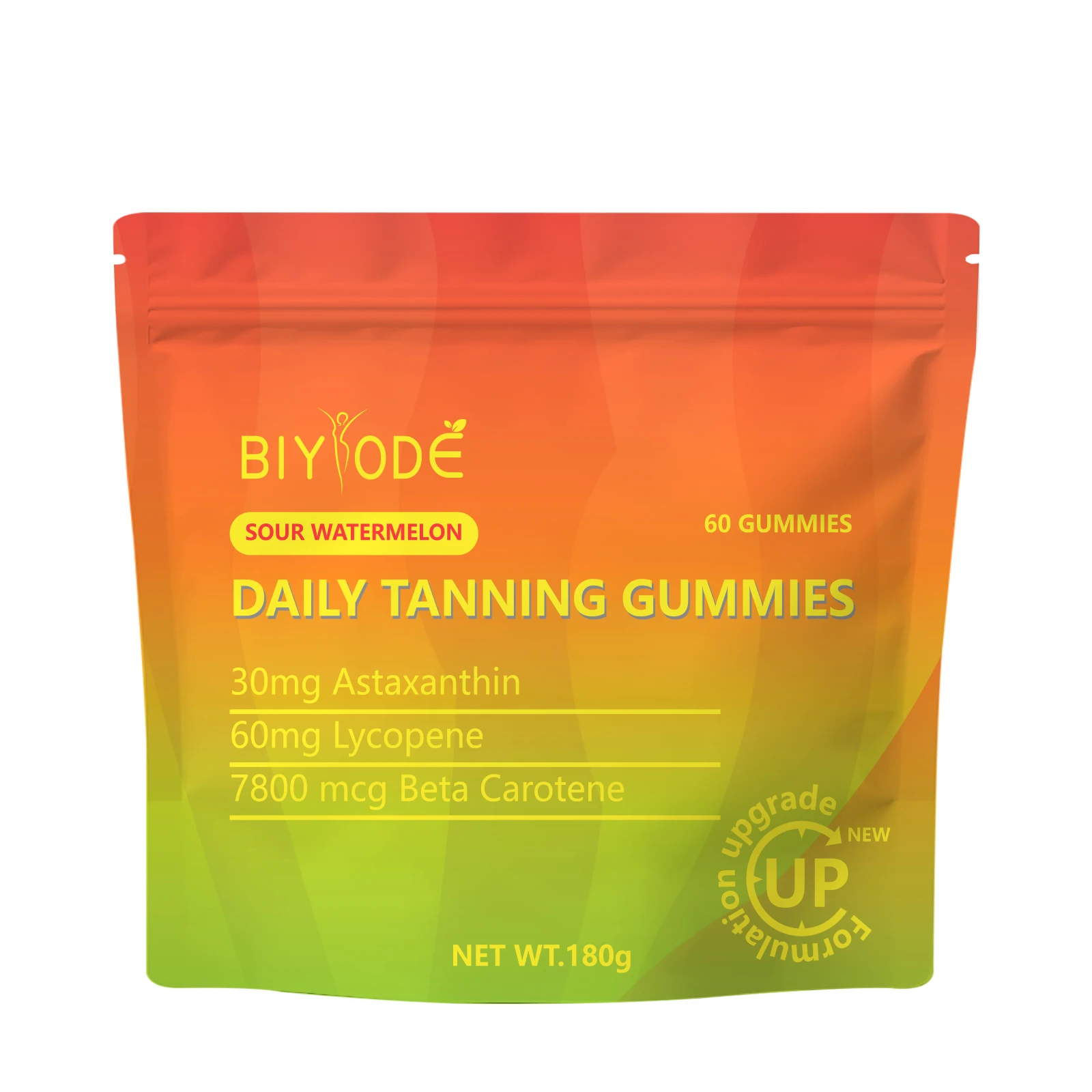 

BIYODE Tanning Gummies, Natural Daily Tanning Gummies Supplement Supports Skin Health & Glow, Watermelon Flavor - 60 Gummies
