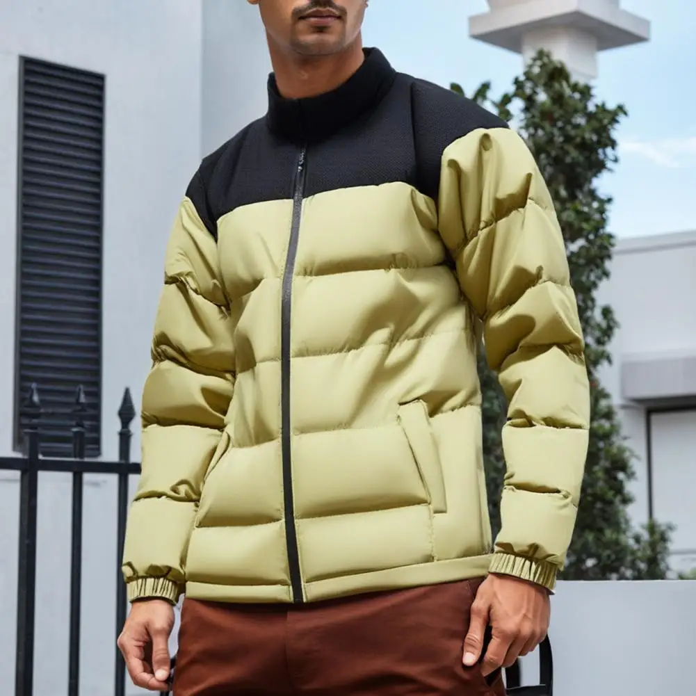 Manteau en coton polyvalent pour homme, manteau en coton coupe-vent avec col montant, ourlet Wstring de proximité, poches verrouillables à la température, mn pour le froid