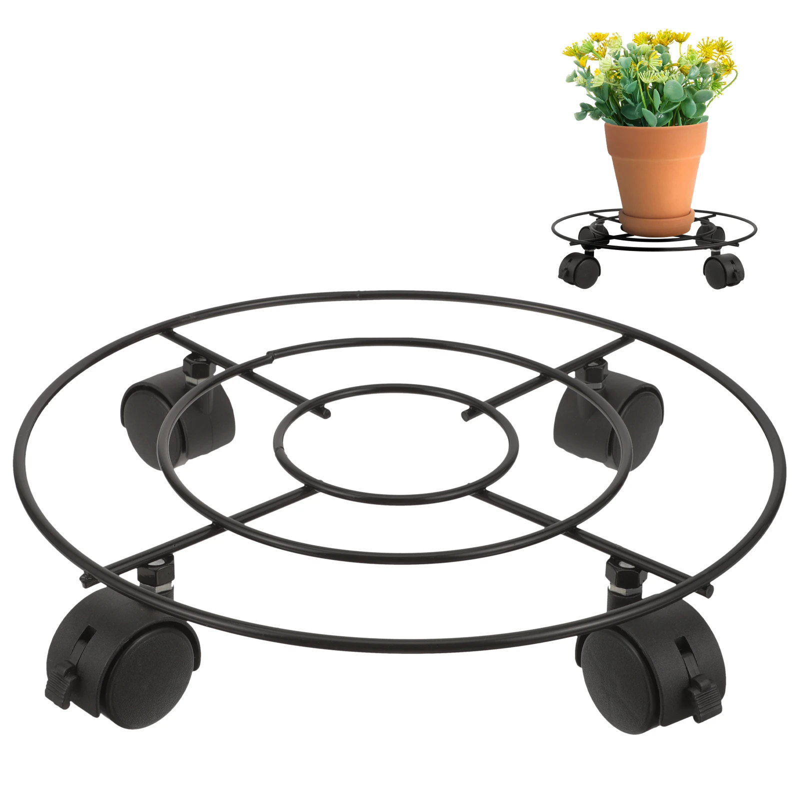 

Outdoor Flower Rolling Plant Rolling Base Plant Rack 25cm Small Modern Iron Dolly Wheels for Garden