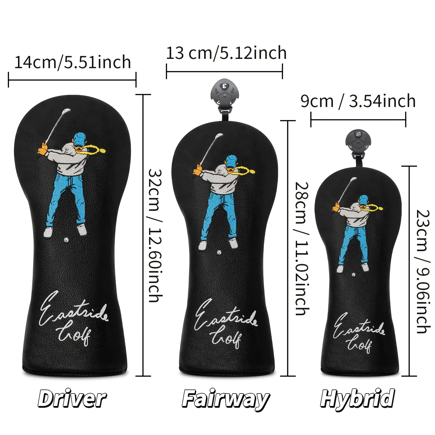 1pc/4pcs Golf Club Head Cover - Swing the Club Style - Provides Protection and Style, Golf Club No. 1Wood 3/5 Wood UT Wood Cover image 6