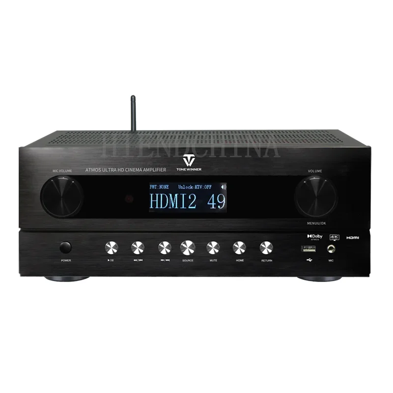 Winner AT-1200 4K/HDR Amplifier 5.1.2 Full Scene Sound Decoding Cinema KTV Amp Bluetooth APP Control 8Ω