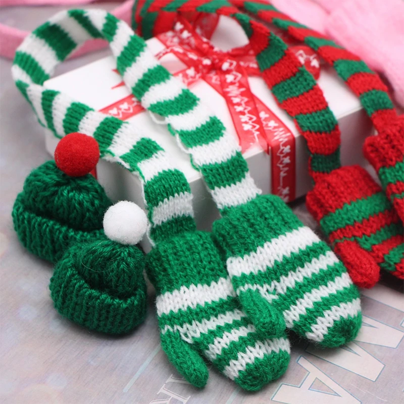 1:12 Dollhouse Handmade Mini Knitting Scarf Gloves For Dolls Christmas Clothes Dress UP DIY Dollhouse Miniature Scene Prop Model