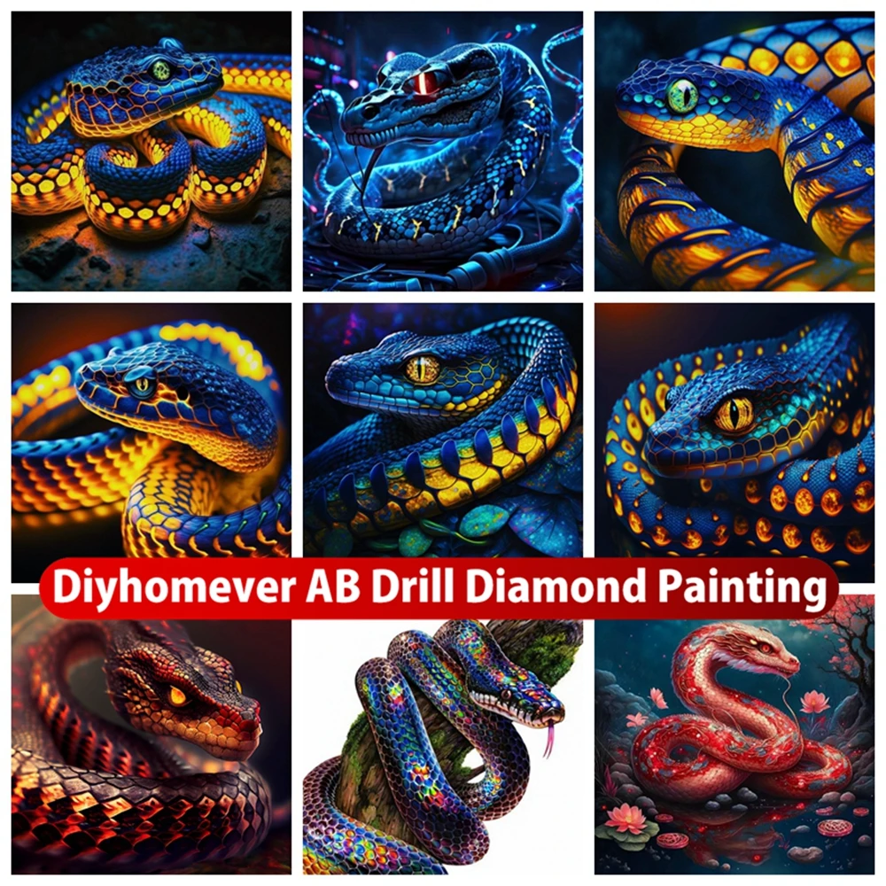 

Neon Blue Snake 5D DIY AB Diamond Painting Embroidery Fantasy Animal Cross Stitch Rhinestones Mosaic Home Decor Gift 2023 New