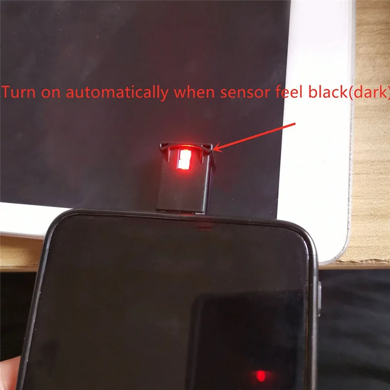 سطوع ضوء USB-C LED RGB صغير قابل للتعديل 8 ألوان قابلة للتغيير للسيارة وأجهزة الكمبيوتر المحمولة ومصباح الليل للوحة المفاتيح -A08Q