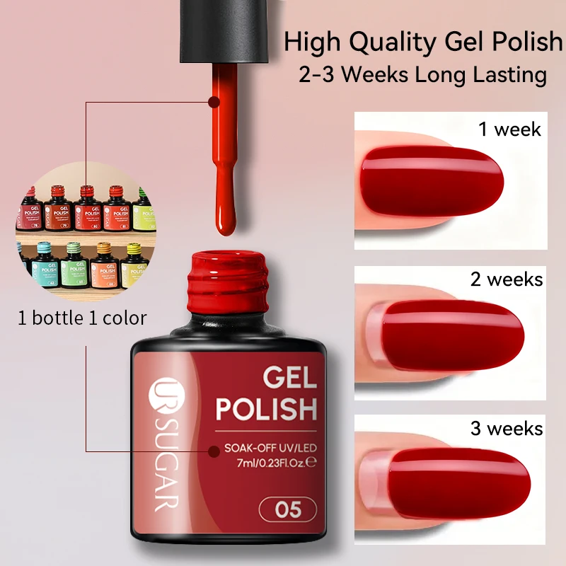 UR SUGAR 6 pièces/ensemble 7ML Gel bricolage vernis à ongles rouge marron Semi Permanent tremper UV LED Gel vernis Nail Art Design manucure Kit