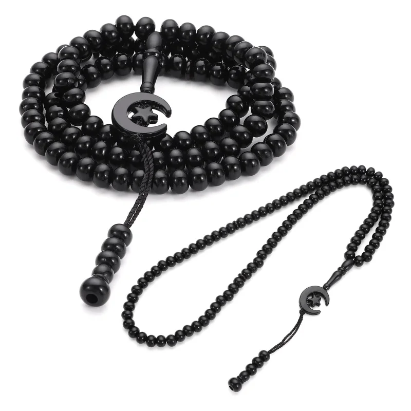 New Prayer Beads,Muslim Tasbih 99 Beads Allah & Muhammad Islamic Prayer Rosary Muslim Islam Misbaha Tasbeeh 99 Necklace