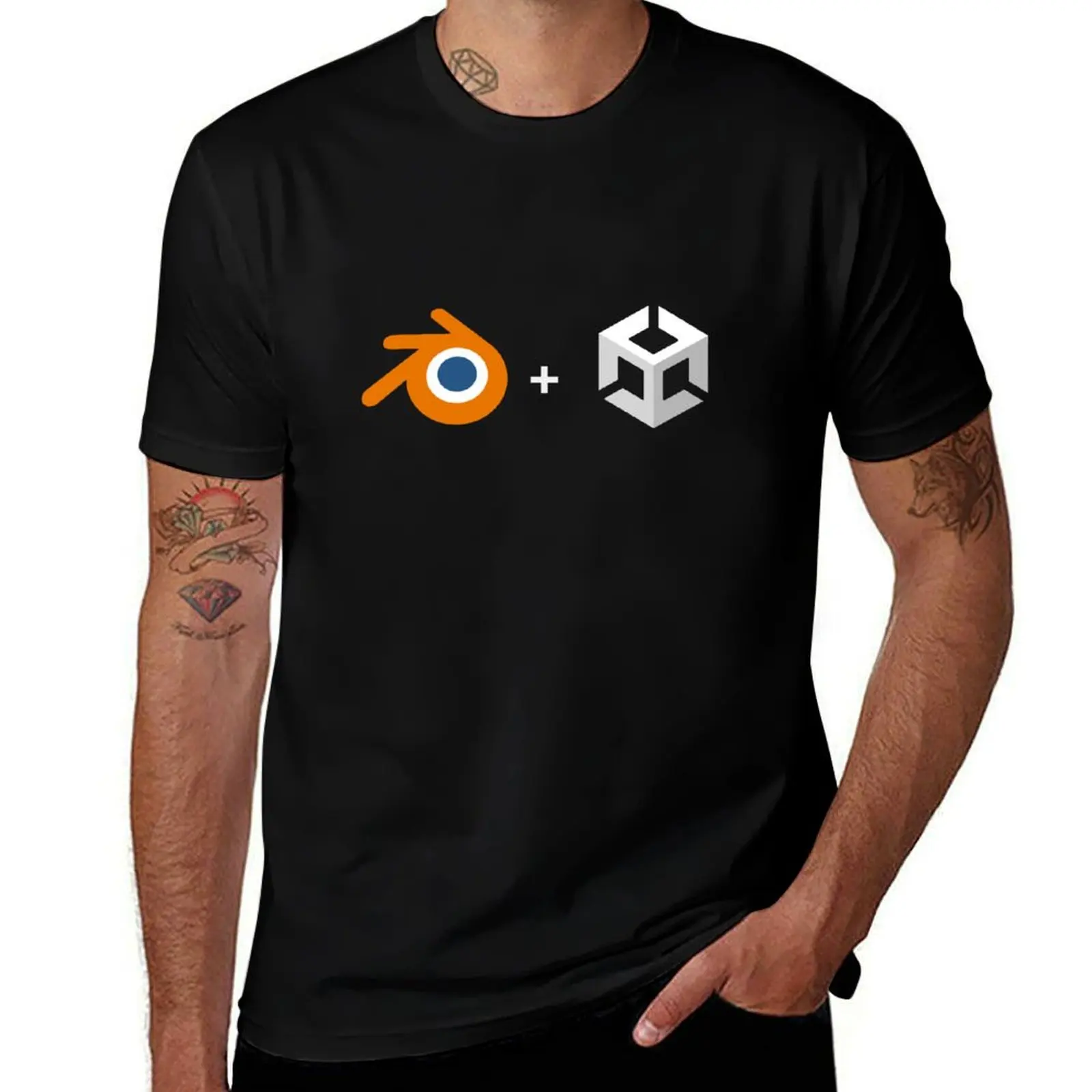 T-shirt imprimé avec logo Blender & Unity, imprimé à la mode, décontracté, à manches courtes