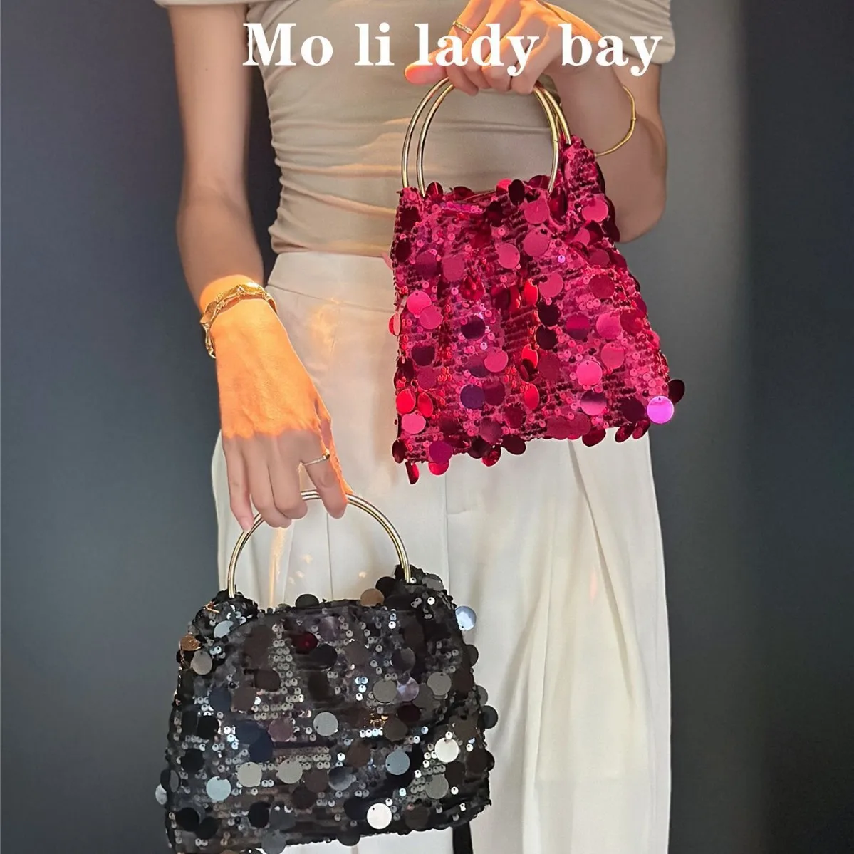 كاندي اللون الترتر حقائب السهرة للنساء مقبض دائري حقيبة نسائية جديدة مخلب السيدات حقيبة يد فاخرة ومحفظة الزفاف المحافظ