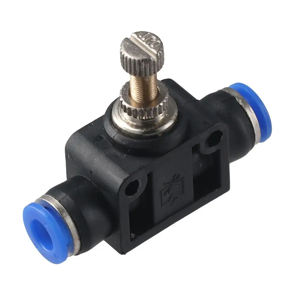 

2 шт. пневматический трубчатый клапан потока, металлический клапан регулирования скорости 0,24 дюйма, наружный диаметр 6 мм, фитинги, пневматические трубы