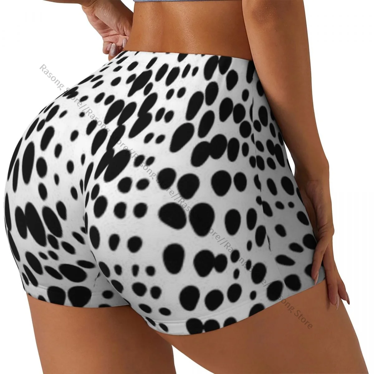 Push Up Short Elasticity Scrunch Butt Dalmatian Dog Texture Running Shorts Sports Shorts Womens Clothes Gym