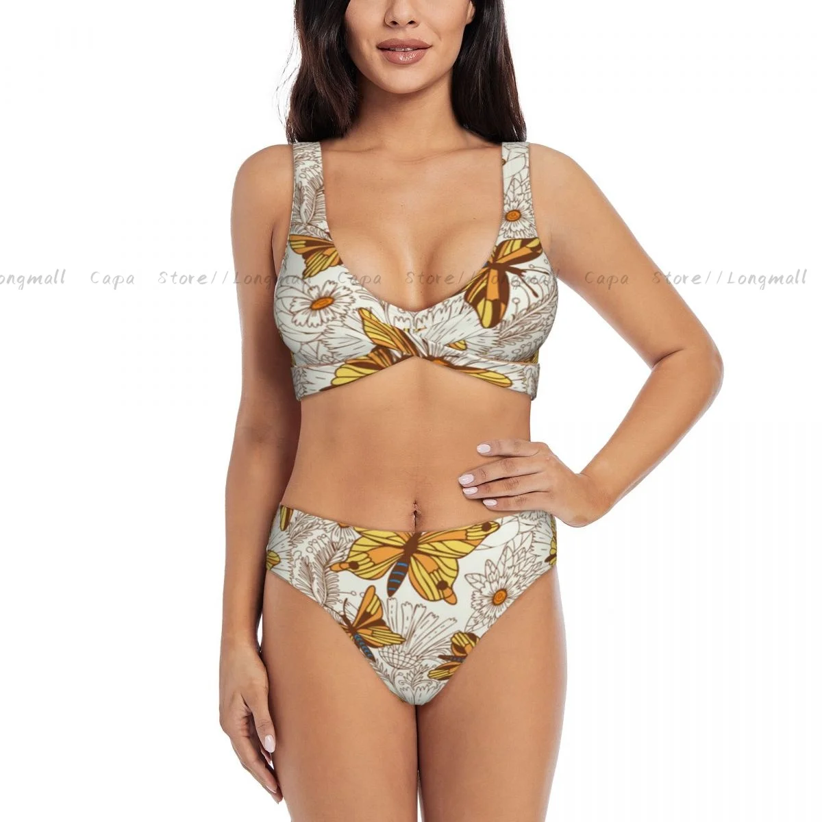 Seksowne bikini motyle i kwiaty stroje kąpielowe damskie dwuczęściowy strój kąpielowy kostiumy kąpielowe damskie kostiumy kąpielowe