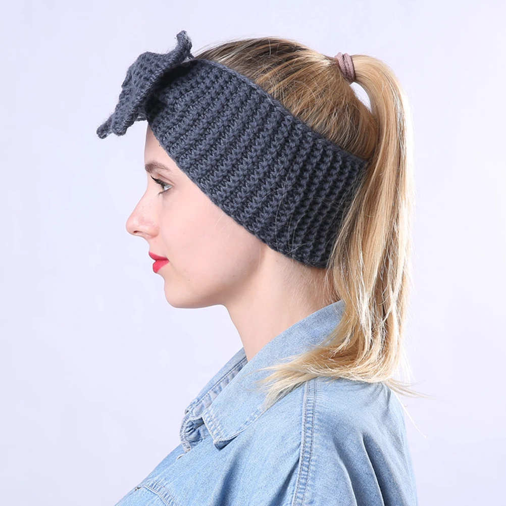 

2pcs Bowknot Headb Warm Hair Hoops Woolen Yarn Fashion Headwear Women Headdress Soft Stretchable Outdoor Gifts
