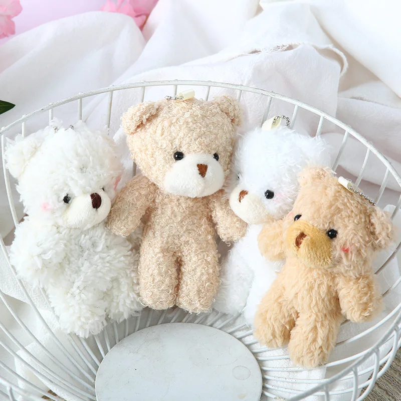 50pcs/lot 12cm Cute Blush Teddy Bear Cartoon Rabbit Bunny Animal Plush Stuffed Dolls Toys Keychain Pendent Small Gift Wholesale