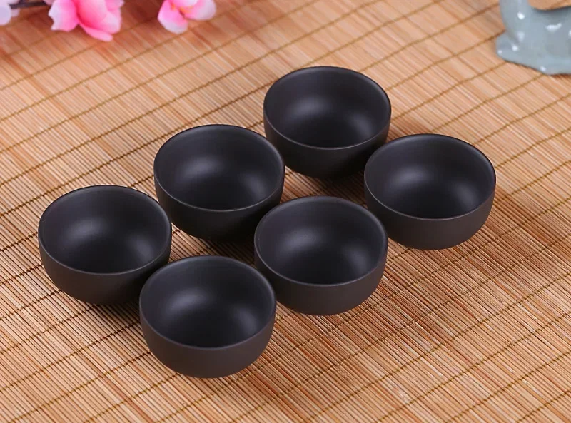Jingdezhen-طقم أكواب شاي طينية أرجوانية ، أكواب وأكواب صينية ، أكواب سيراميك ، أكواب شاي يابانية ، وعاء قهوة بوير لطيف ، 6