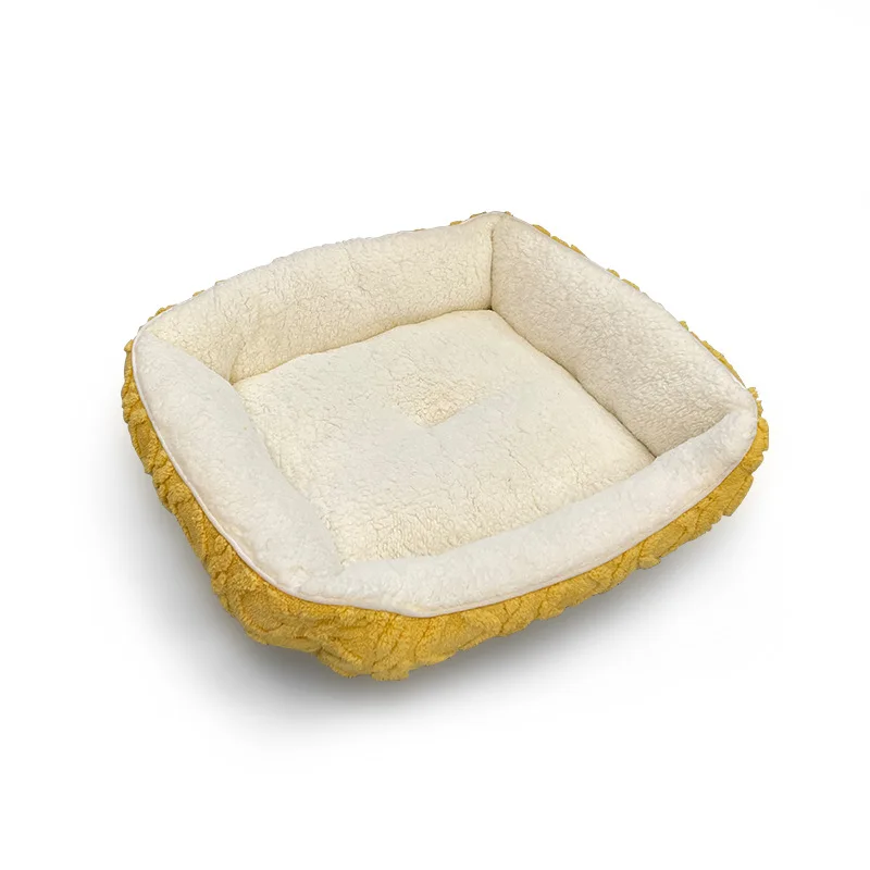 Cashmere Pet Nest Coral Velvet Plaited Flower Square Cushion Soft and Comfortable Deep Sleep Cat Nest Medium and Small Dog Nest