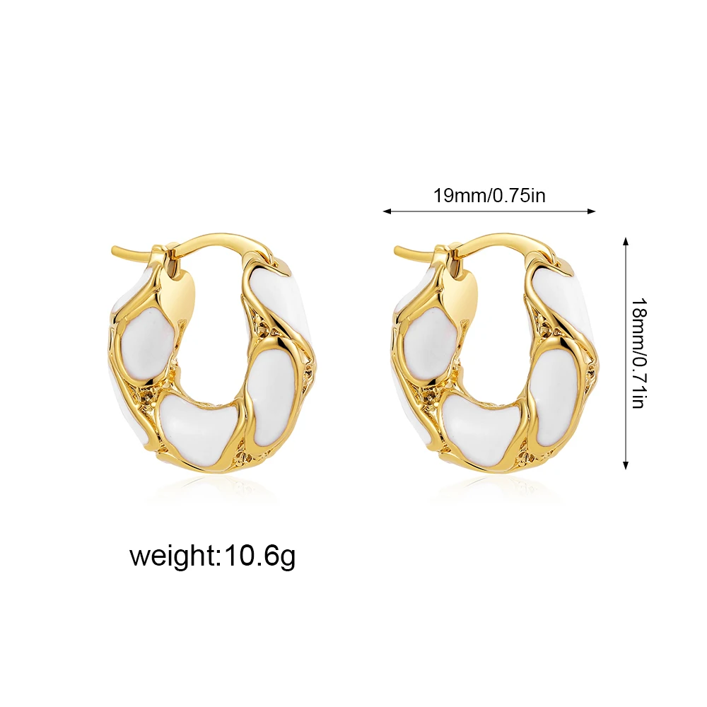 New Trendy Enamel Color Metal Texture Small Hoop Earrings for Women Gold Plated Statement Ear Buckle Creative Jewelry Gifts