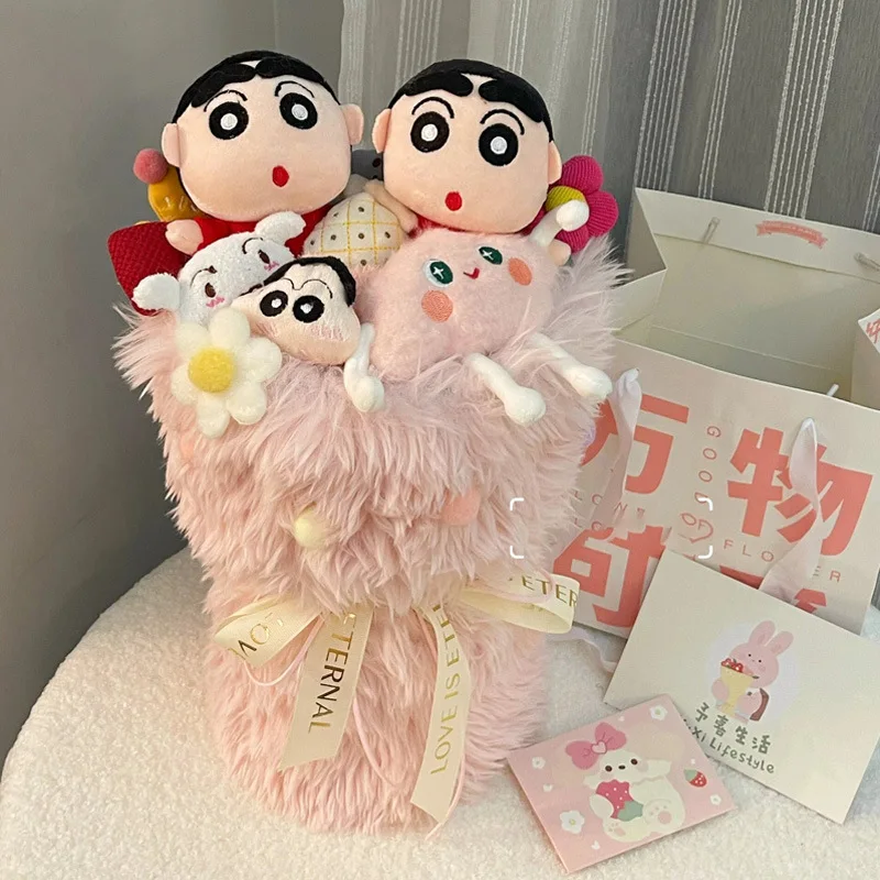 Crayon Shinchan Doll Bouquet Holiday Gift For Best Friend Cute Doll Valentine'S Day Surprise Gift For Girlfriend Room decoration