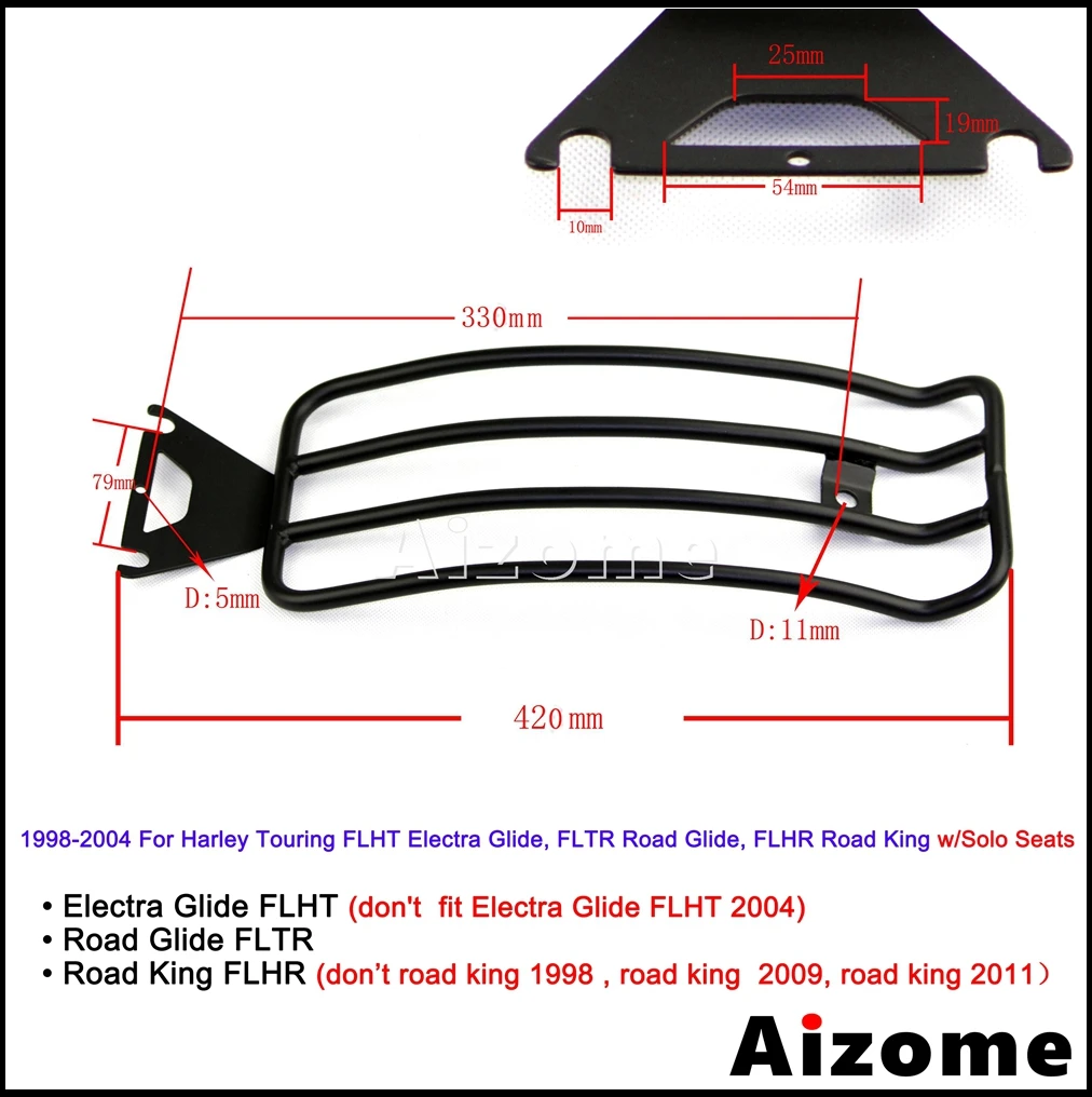 رف أمتعة أسود للدراجات النارية لدراجة Harley Touring Road King FLHR Electra Glide FLHT Road Glide FLTR مع رف مقعد منفرد 1998-2004