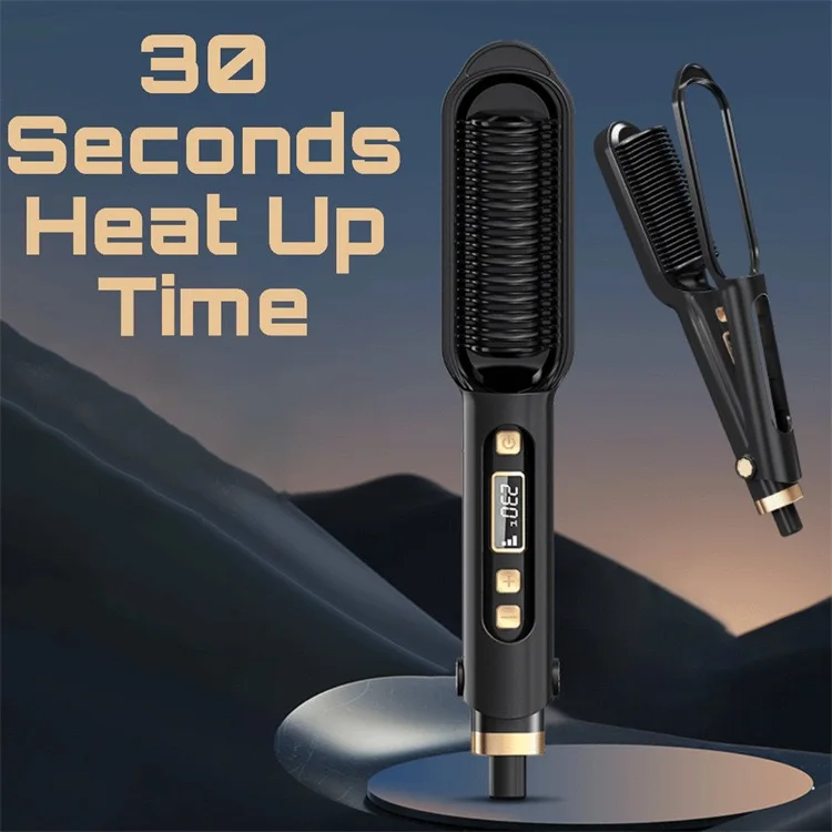 Flat Hair Comb  2-in-1 Hair Straightening Brush  Lazy Straight  Hair Curly  Hair Straightener  Curling Comb with Lcd Display