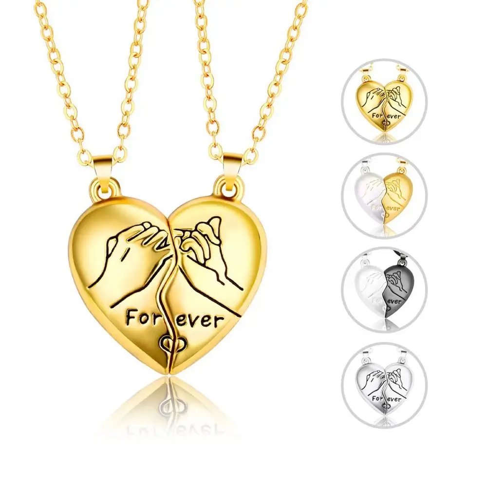 Clavicle Chains Anniversary Gift Alloy Heart Pendant Couple Necklace Magnetic Necklace Korean Style Necklace Fashion Jewelry