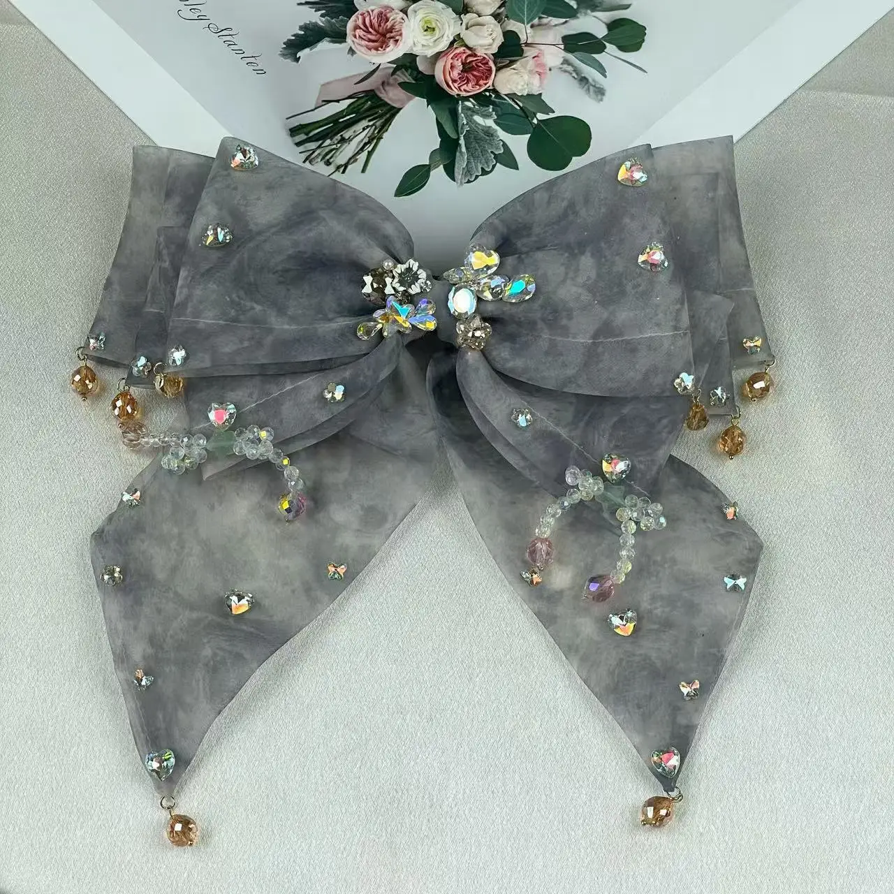 

Korean Style Hair Accessories, Colorful Yarn Streamers, Rhinestone Hair Clips, Organza Tassel Bow Spring Clips, Hairpins