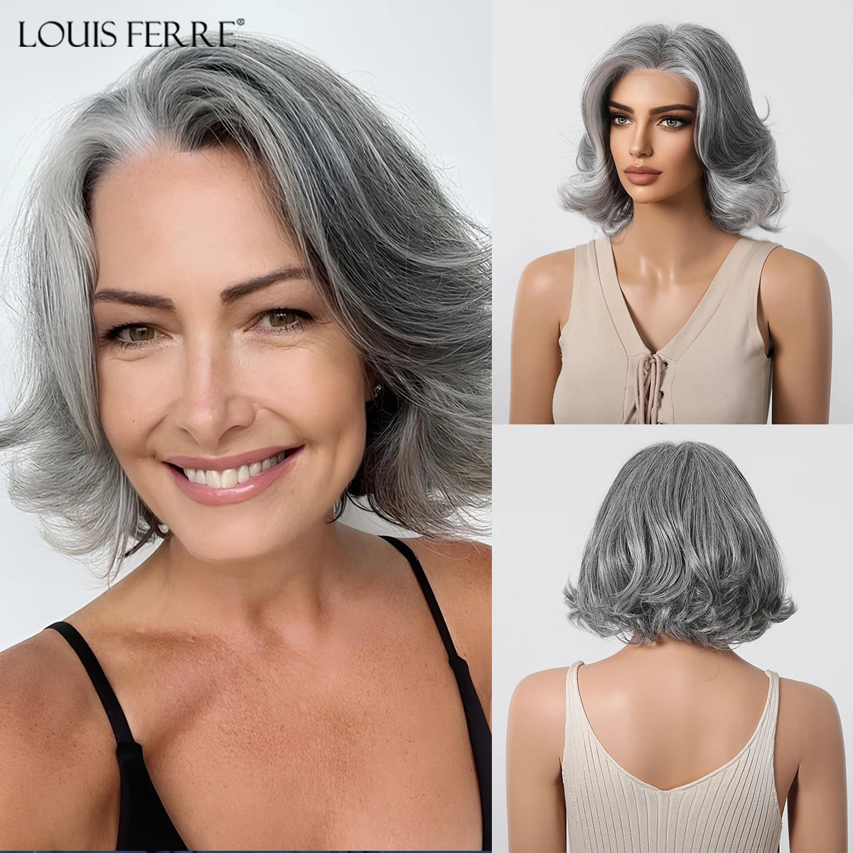 

Granny Gray Monofilament Wigs for Women Short Curly Wigs for Mommy Grandma Free Part Natural Hairline 10 Inches Futura Curly Wig