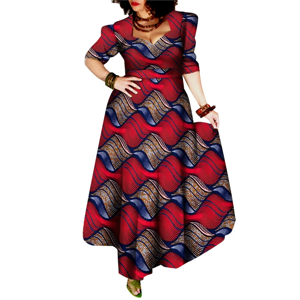 African Style Dresses for Women Elegant Evening Gowns African Party Dress Maxi Ankara Floral Printed Robe Africaine Femme WY092