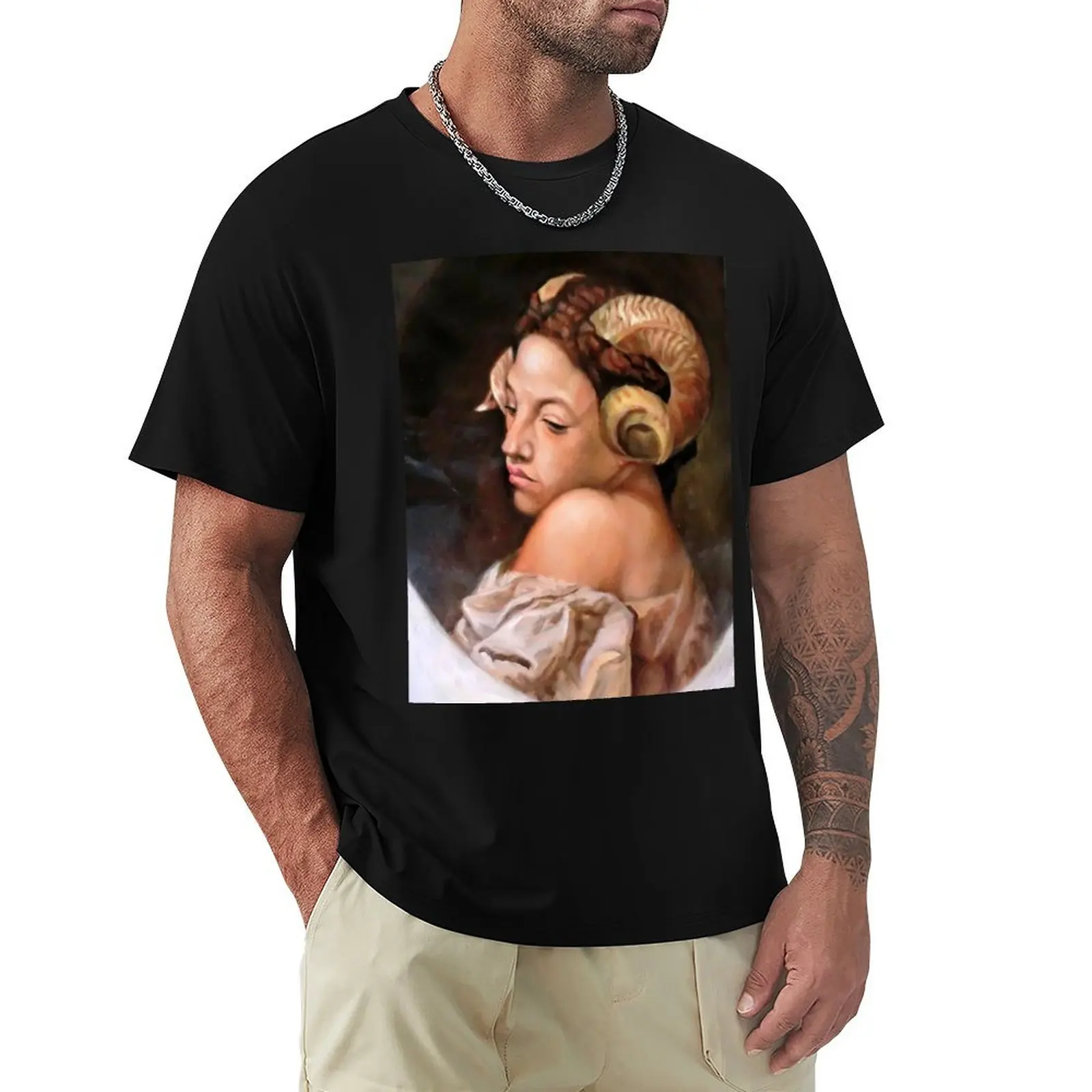

the Bacchante after Jean Leon Gerome T-Shirt Sports Casual Short Sleeve Cotton Tee