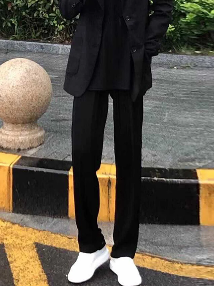 

Мужские свободные брюки прямого кроя, классические брюки, повседневные брюки на подкладке, с высокой талией, молодежные, на все четыре сезона