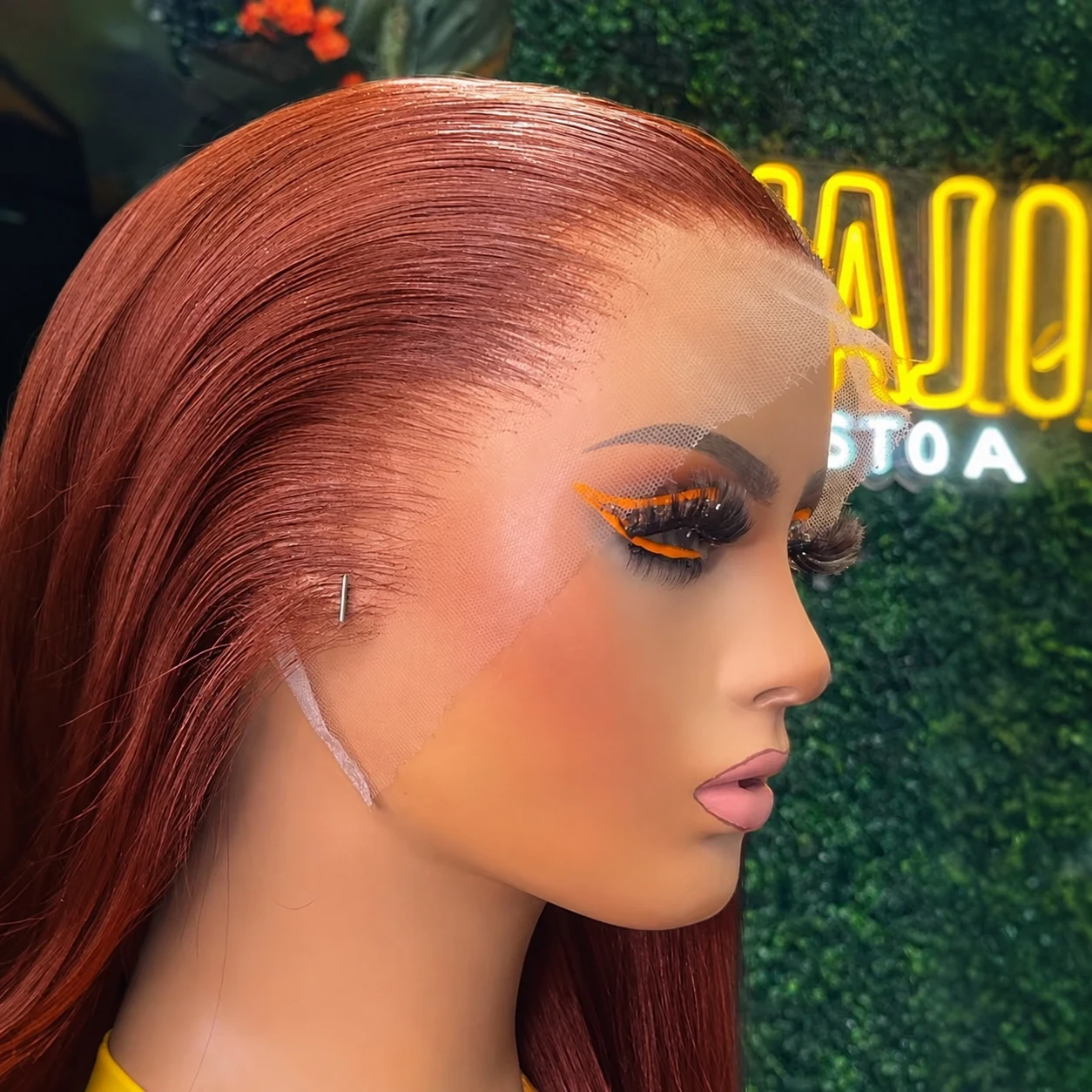 Reddish Brown Straight Human Hair Lace Front Wig 13x4 HD Transparent Lace Frontal Wig 33# Auburn Brown Brazilian Human Hair Wig Glueless Pre Plucked Natural Hairline Long Bone Straight Wig for Women