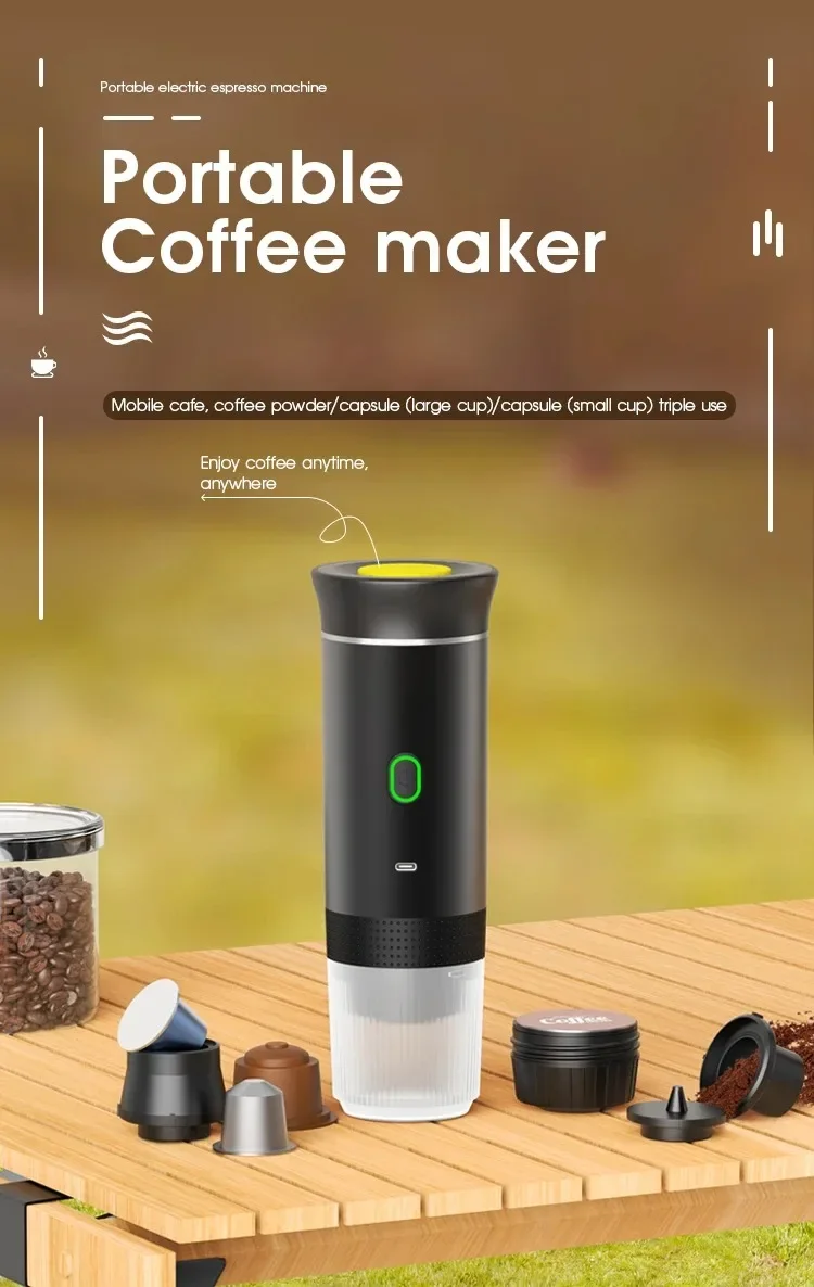Description Picture 3 of itemPortable Wireless Espresso Coffee Maker Electric Coffee Machine Automatic Heating 19Bar Fit Nespresso Capsule Pods Ground Coffee